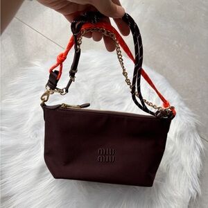 MIU MIU brown canvas single-shoulder bag, 18x15cm